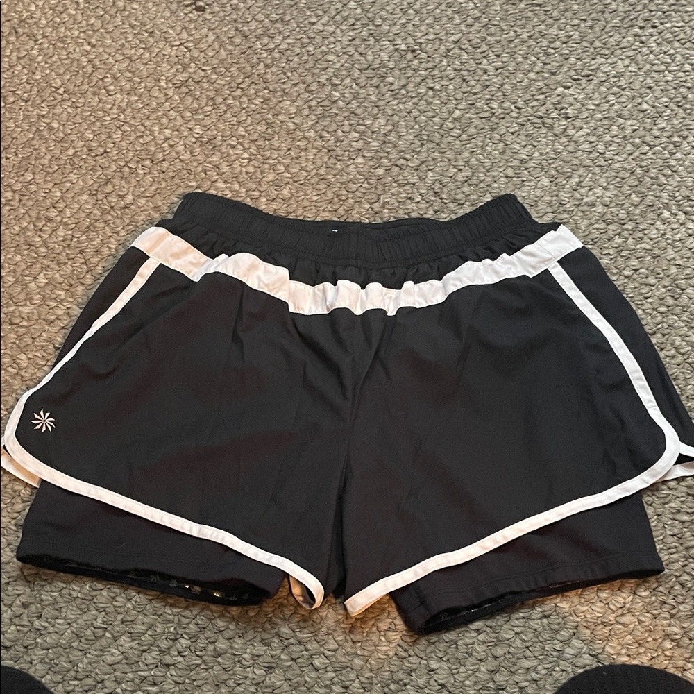 Athleta Black Athletic Shorts with White Trim